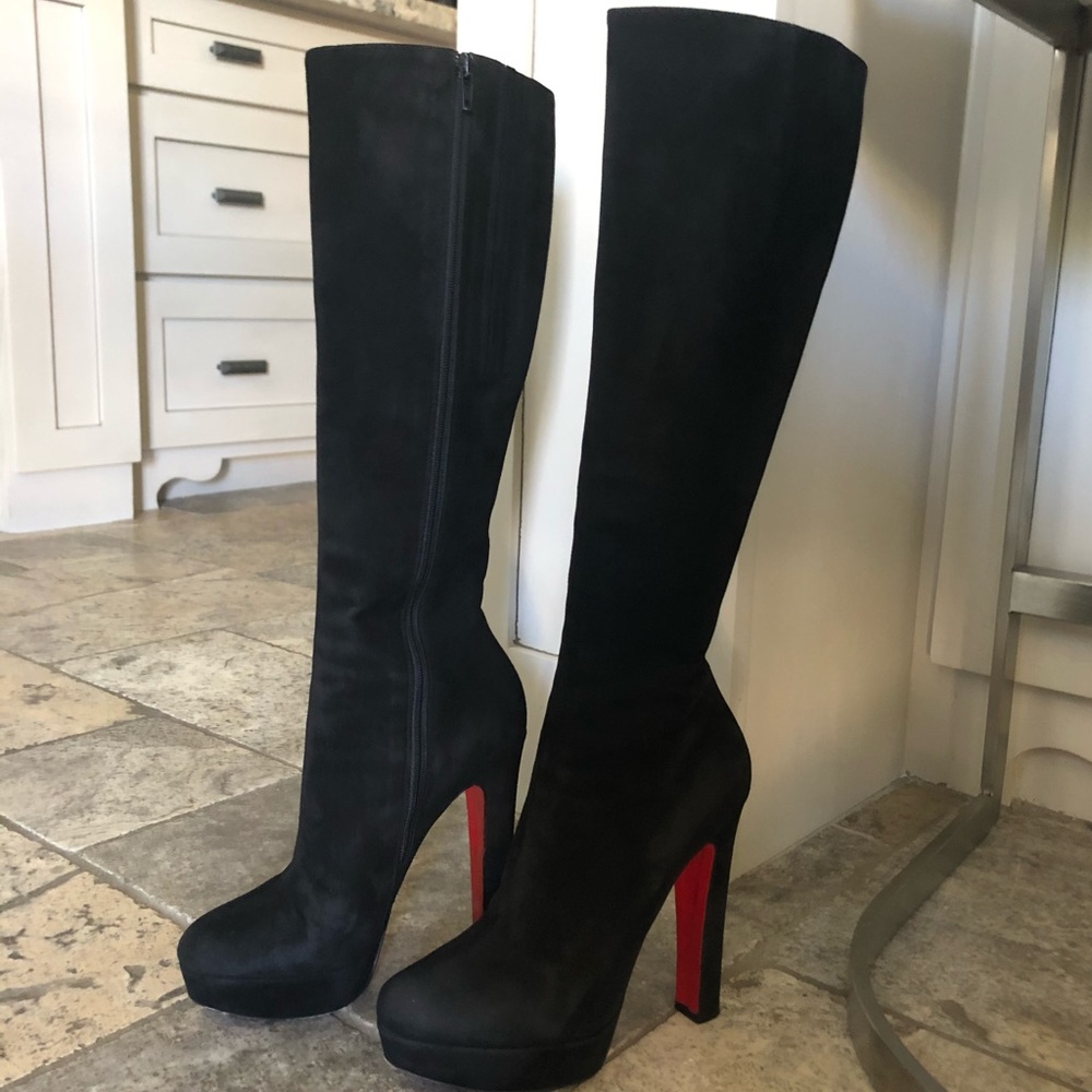 Christian Louboutin Black Suede Boots size 37.5